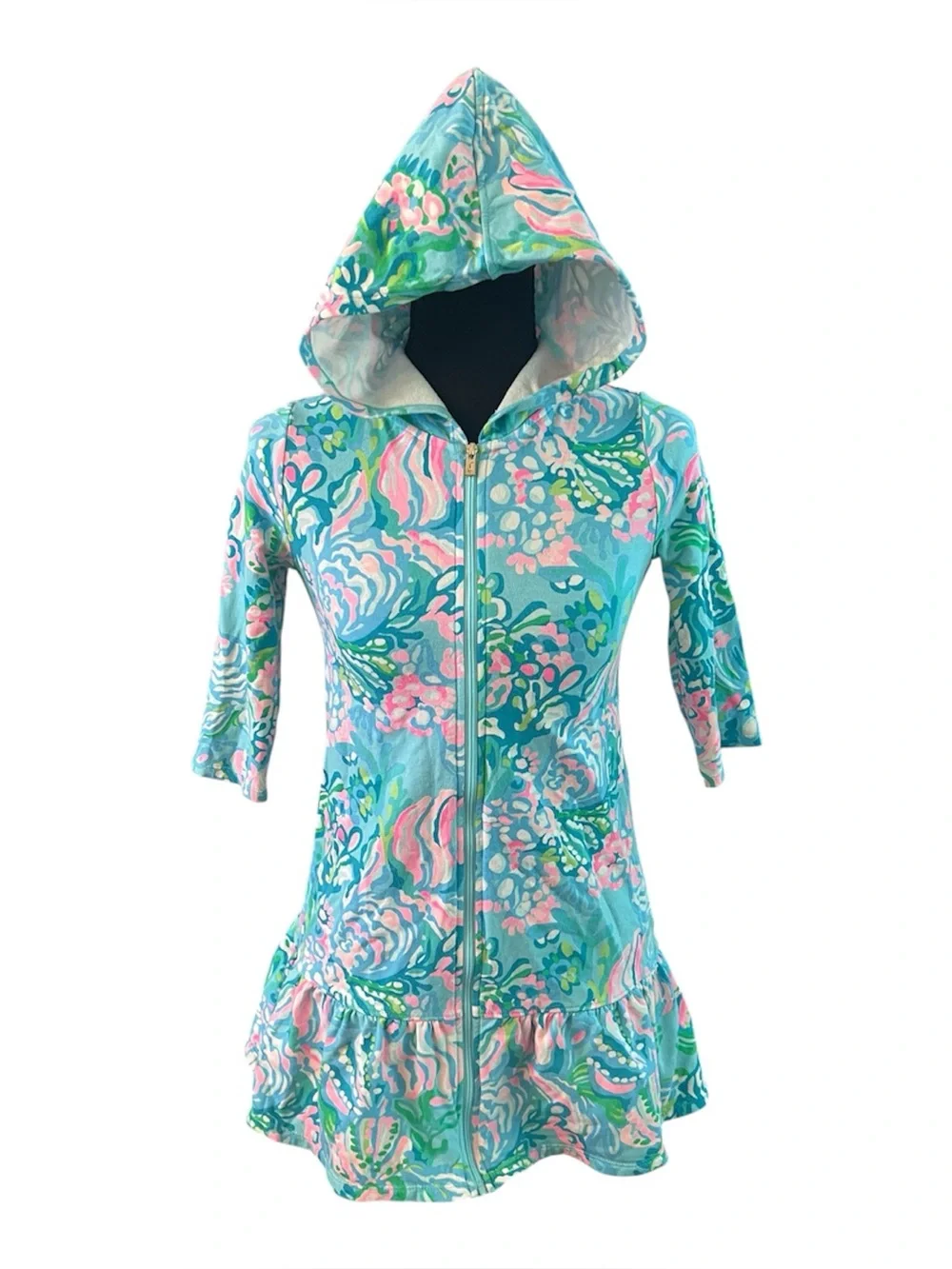 Lilly Pulitzer Hooded Zipper Front Beach Cover Up - Size Large 8-10